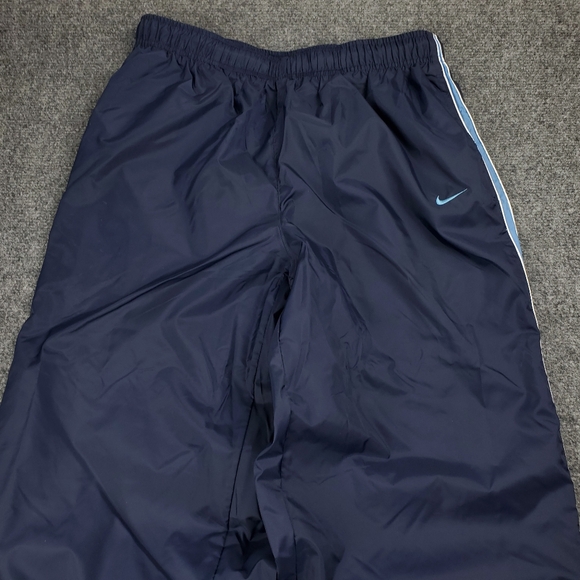 Vintage 90s Y2K Nike Nylon Track Pants Mens Medium Baggy Lined Ankle Zip Warm Up - Picture 3 of 12
